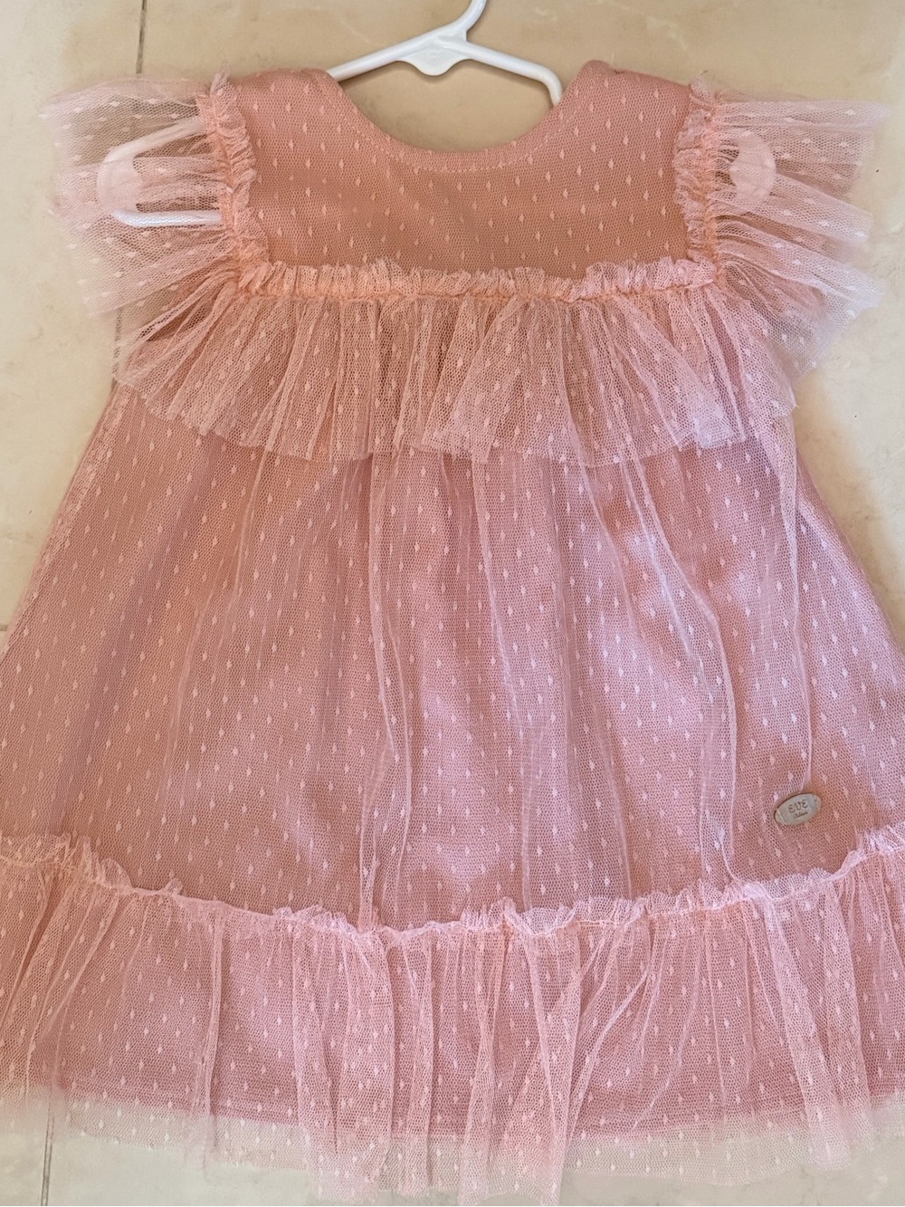 Elegant Pink Tulle Ruffle Dress for Girls